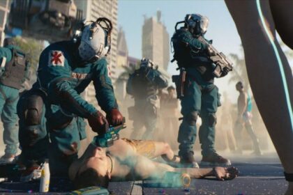 medic trying to revive character in cyberpunk 2077