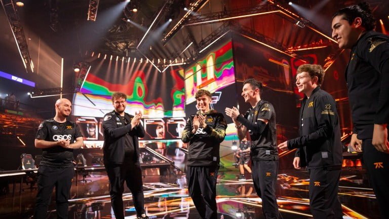 Fnatic reacts onstage after victory against Team Liquid at the VALORANT Champions 2022 Istanbul Playoffs Stage on September 11, 2022 in Istanbul, Turkey