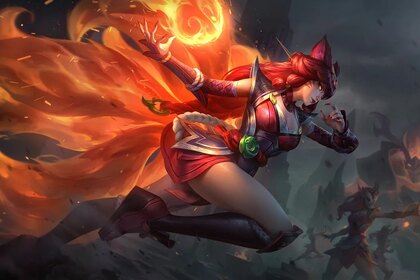 Ahri charging forward with her ultimate.