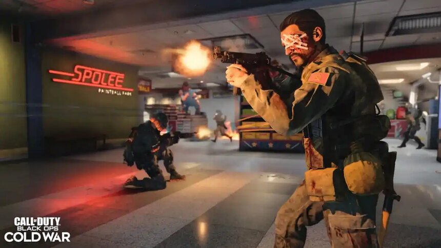CoD Black Ops Cold War soldier firing a weapon.