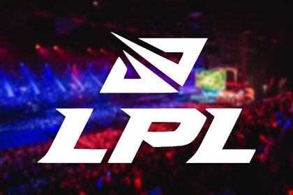 The LPL logo photoshopped onto a background showing a crowd at Worlds.