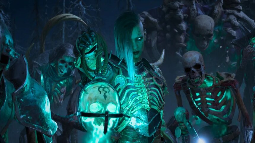 An image of the Necromancer with their summons in Diablo 4.