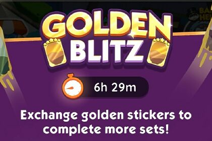 The Golden Blitz Event logo from MONOPOLY GO!