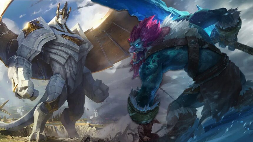 Galio and Trundle prepare to go to battle in League of Legends.