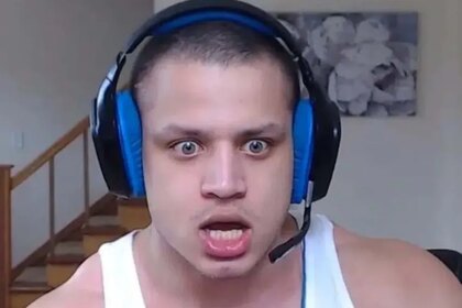 Tyler1 surprised and wearing the Logitech headset